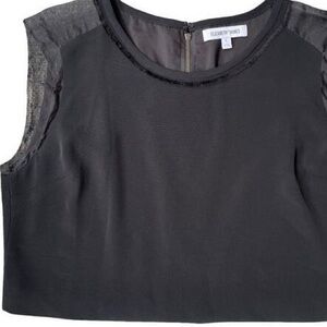 Elizabeth and James Black Sleeveless Sheer-Trim Camisole